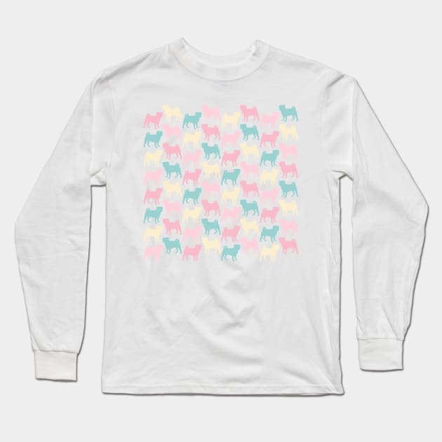 Pastel Pugs Pattern Long Sleeve T-Shirt by XOOXOO